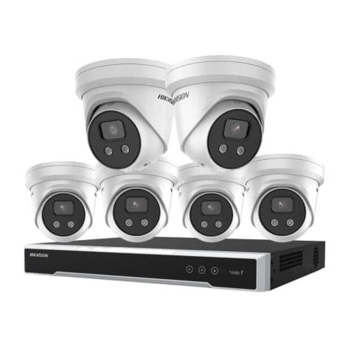 Hikvision 6MP 8CH CCTV Kit: 2 LiveGuard Turret Cameras + 4 AcuSense Turret Cameras + 8CH 4K PoE NVR