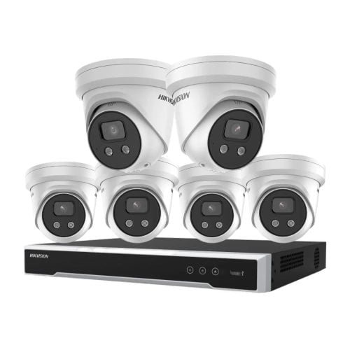 Hikvision 6MP 8CH CCTV Kit: 2 LiveGuard Turret Cameras + 4 AcuSense Turret Cameras + 8CH 4K PoE NVR