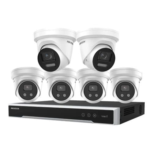 Hikvision 8MP/6MP 8CH CCTV Kit: 2 ColorVu DS-2CD2387G3-LIS2UY/SL Turrets + 4 2366G2H Turrets + 8CH 8K PoE NVR