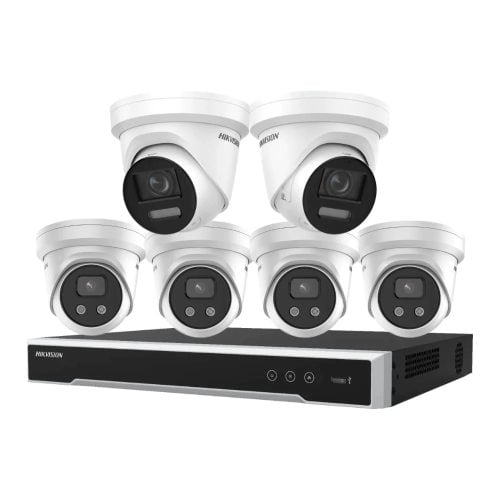 Hikvision 8MP/6MP 8CH CCTV Kit: 2 ColorVu DS-2CD2387G3-LIS2UY/SL Turrets + 4 2366G2H Turrets + 8CH 8K PoE NVR