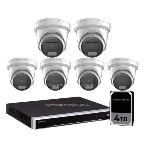 Hikvision 6 x 8MP Acusense Hybrid Cameras + 8 Channel NVR 4TB 8K NVR Bundle