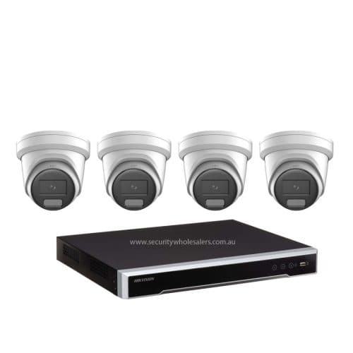 Hikvision 4 x 8MP Cameras + 4CH NVR CCTV Kit: 4 AcuSense Turret Cameras + 4CH 4K NVR