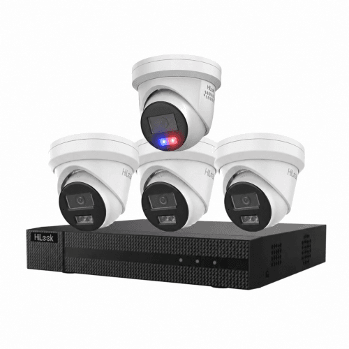 HILook 4 x 6MP Cameras CCTV Kit: 1 x Strobe & 3 x AI Turret Cameras + 8CH NVR Bundle