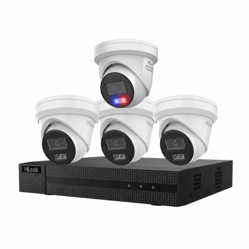 HILook 4 x 6MP Cameras CCTV Kit: 1 x Strobe & 3 x AI Turret Cameras + 8CH NVR Bundle