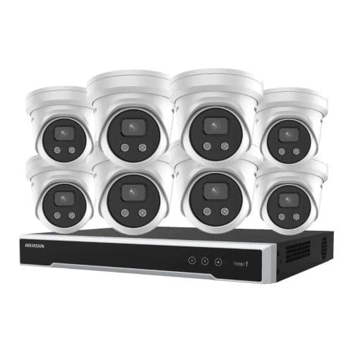Hikvision 6MP AcuSense CCTV Kit – 8x Turret Cameras with Mic + 8CH M Series PoE NVR 4TB