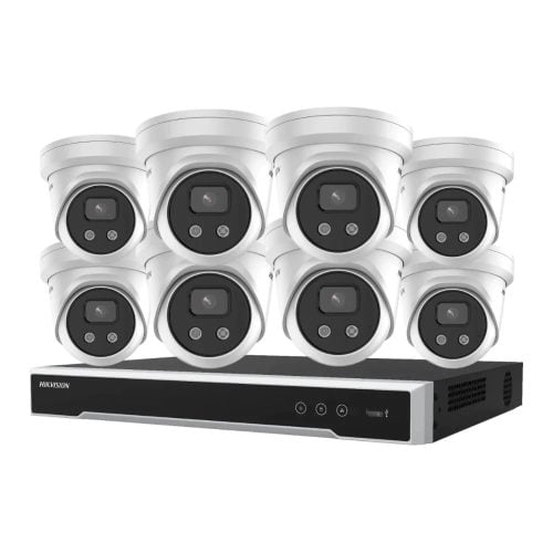 Hikvision 6MP AcuSense CCTV Kit – 8x Turret Cameras with Mic + 8CH M Series PoE NVR 4TB