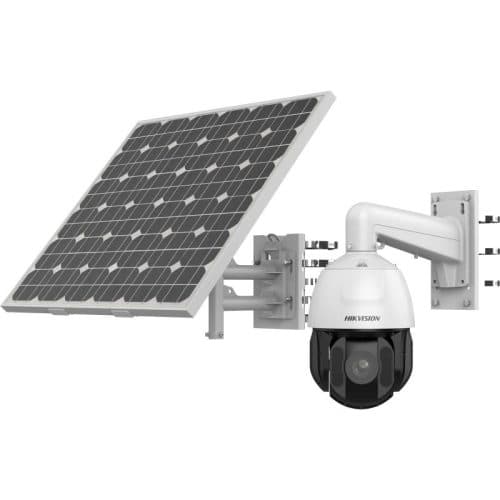 Hikvision DS-2DE5425IWG-K/4G 4MP 4G Solar PTZ Camera Kit with 25x Zoom, 4.8–120mm Varifocal Lens, 256GB eMMC, IR up to 150m, Includes Solar Panel, Battery