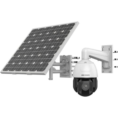 Hikvision DS-2DE5425IWG-K/4G 4MP 4G Solar PTZ Camera Kit with 25x Zoom, 4.8–120mm Varifocal Lens, 256GB eMMC, IR up to 150m, Includes Solar Panel, Battery