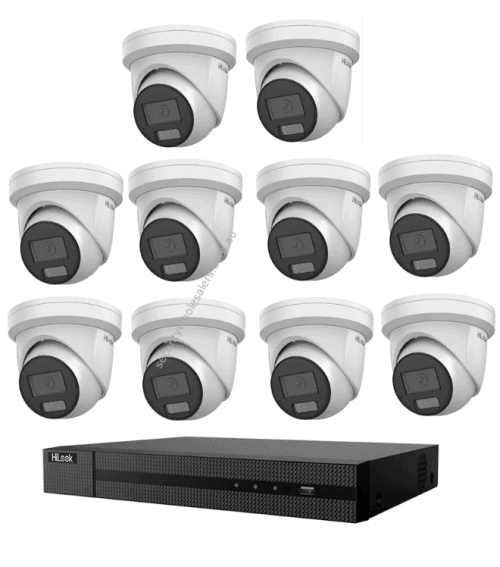 HiLook Hikvision 6MP AcuSense 16CH CCTV Kit with 10 Turret IP Cameras IPC-T262H-MU